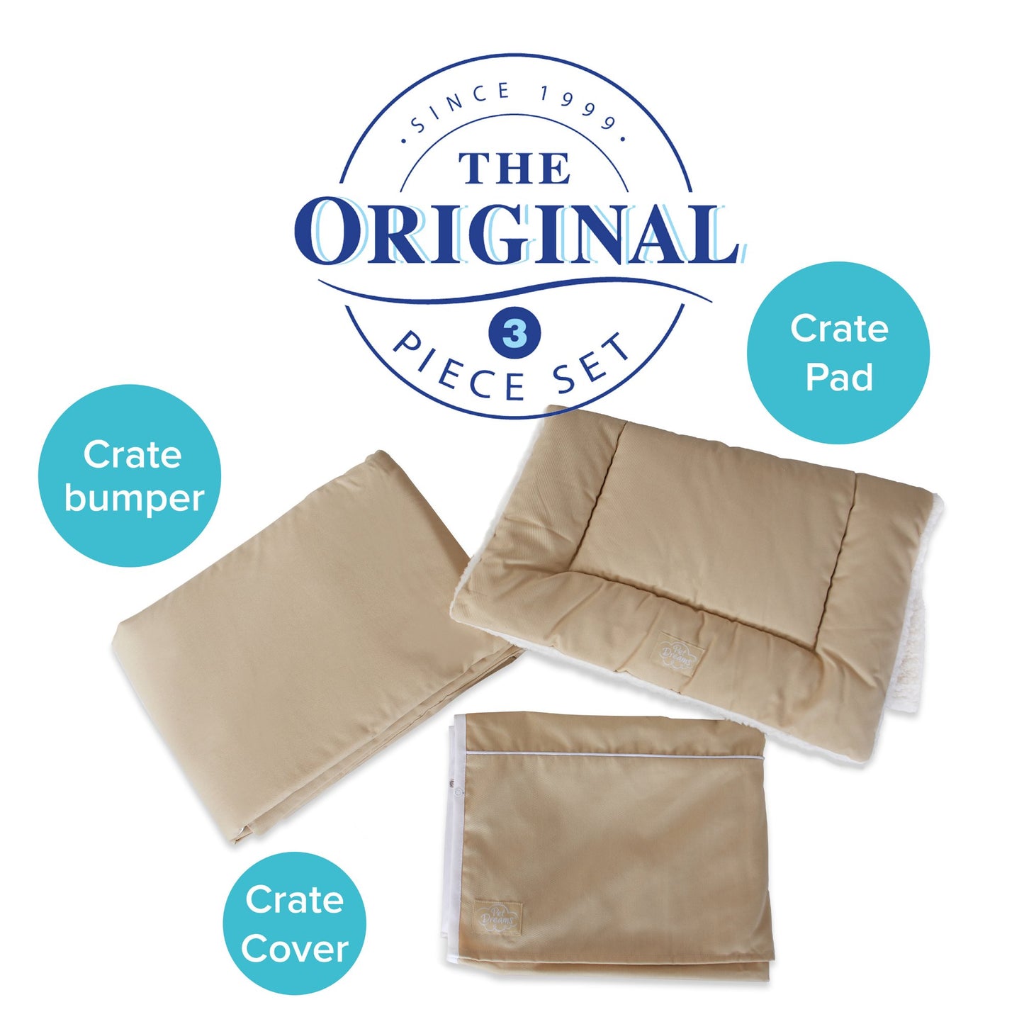 Pet Dreams Complete 3 Piece Crate Bedding Set! The Original Crate Cover, Crate Pad and Crate Bumper fits icrate 24,30,36,42 inch Fits Midwest Crate
