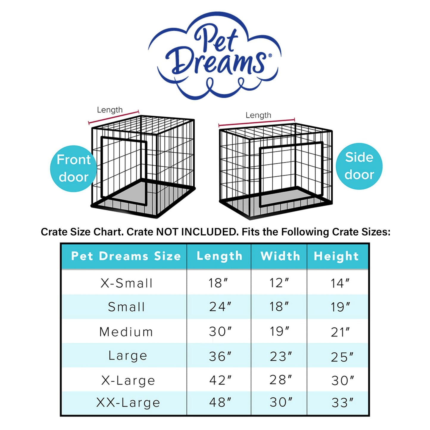 Pet Dreams Classic Crate Cover, Fits 24,30,36,42,48 inch icrate, Machine Wash & Dry, Decorative Dog Kennel Cover