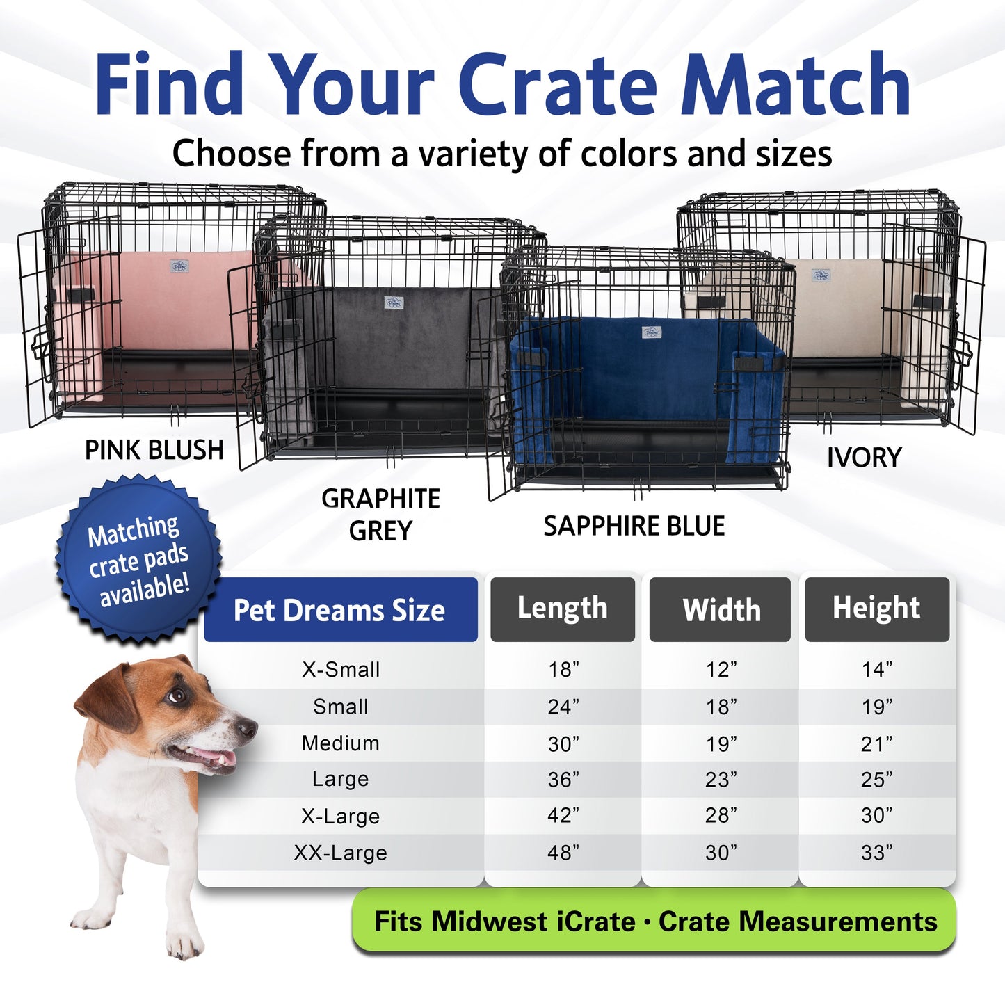 Pet Dreams Luxe Velour Crate Bumpers, Fits 18,24,30,36,42,48 inch icrate, Machine Wash & Dry, Protective and Comfortable Dog Crate Bumpers