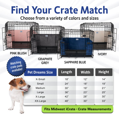 Pet Dreams Luxe Velour Crate Bumpers, Fits 18,24,30,36,42,48 inch icrate, Machine Wash & Dry, Protective and Comfortable Dog Crate Bumpers