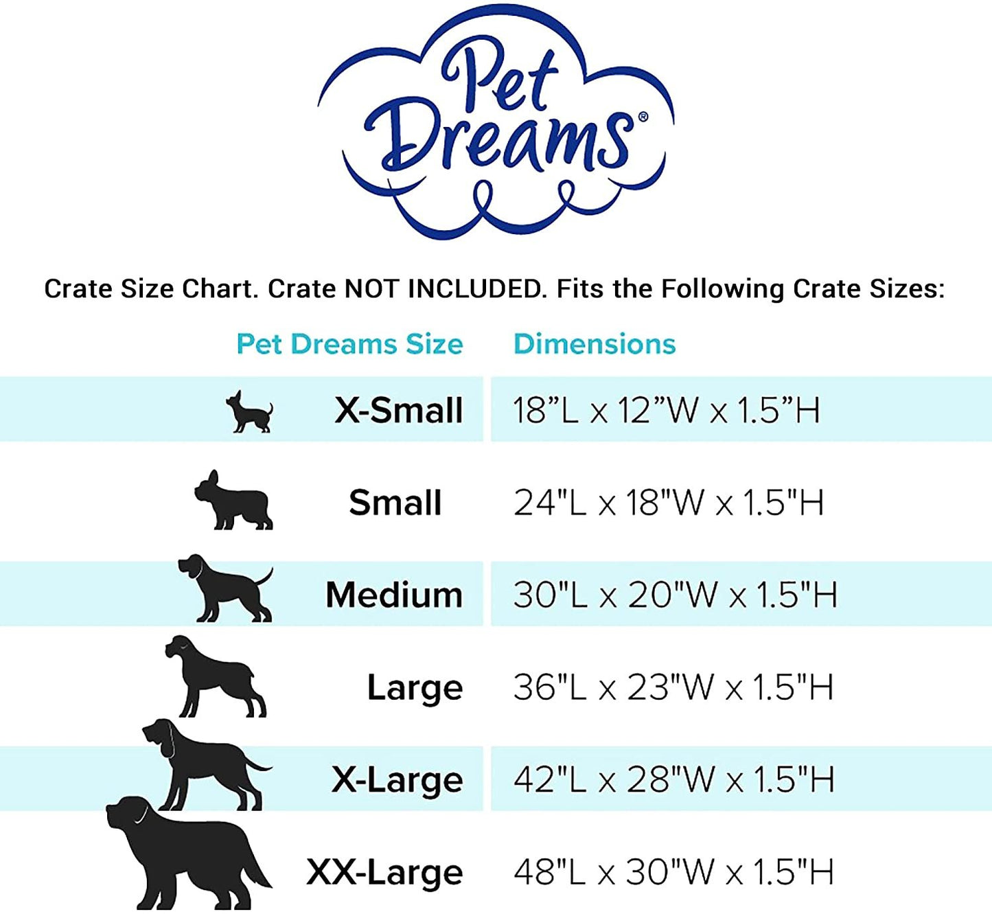 Pet Dreams Dog Crate Bed - Eco Friendly Bedding for Dogs, The Original Dog Crate Pad/Kennel Mat, Ultra Soft Dog Bed, Reversible Mats, Non Toxic Washable Dog Bed