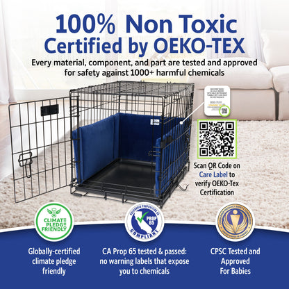 Pet Dreams Luxe Velour Crate Bumpers, Fits 18,24,30,36,42,48 inch icrate, Machine Wash & Dry, Protective and Comfortable Dog Crate Bumpers