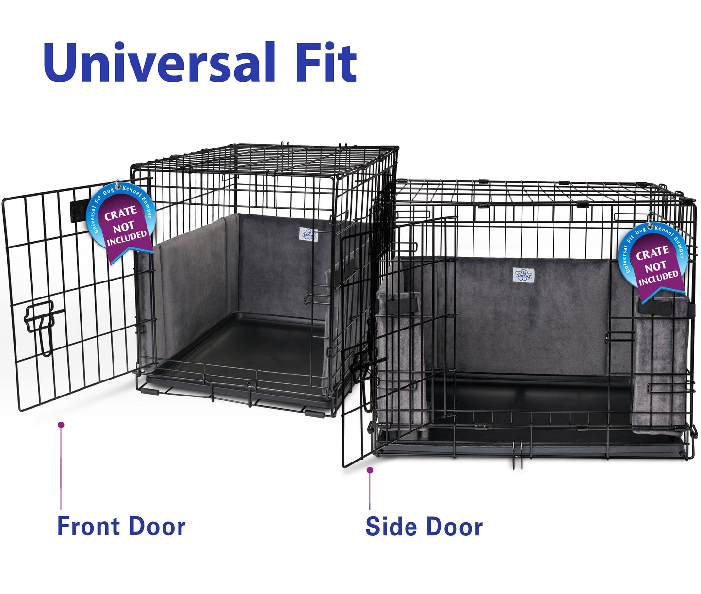 Pet Dreams Luxe Velour Crate Bumpers, Fits 18,24,30,36,42,48 inch icrate, Machine Wash & Dry, Protective and Comfortable Dog Crate Bumpers